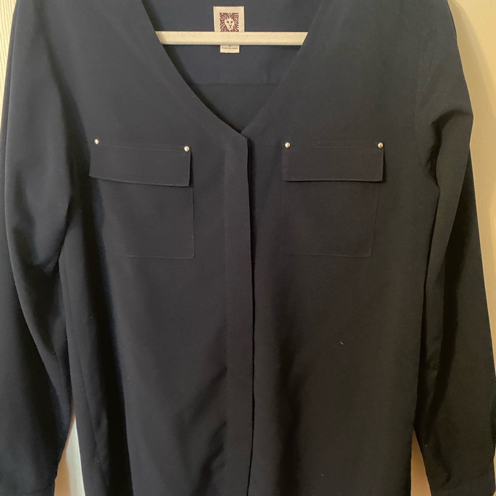 Ann Klein Navy Blue Blouse Sz. S